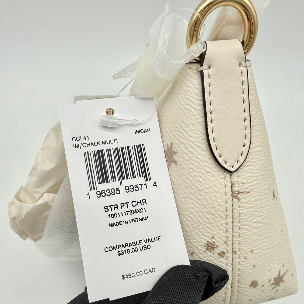 Coach Charlotte Shoulder Bag With Star Print Chalk Gold
